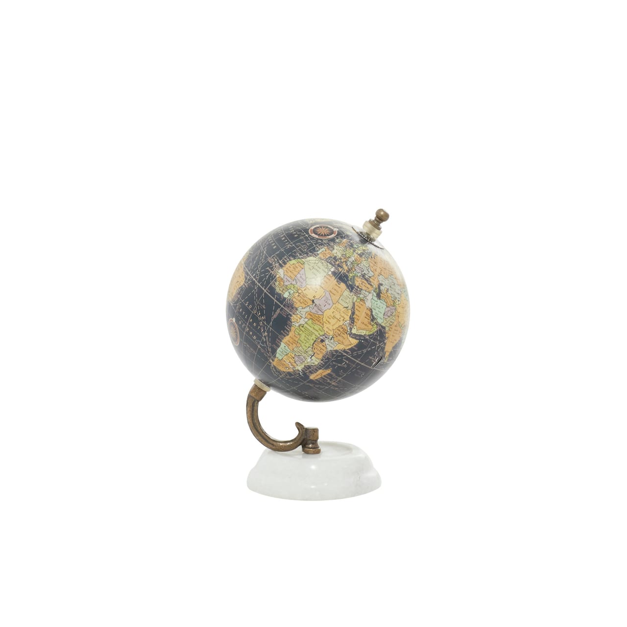 Modern Black Globe with Iron & Marble Base